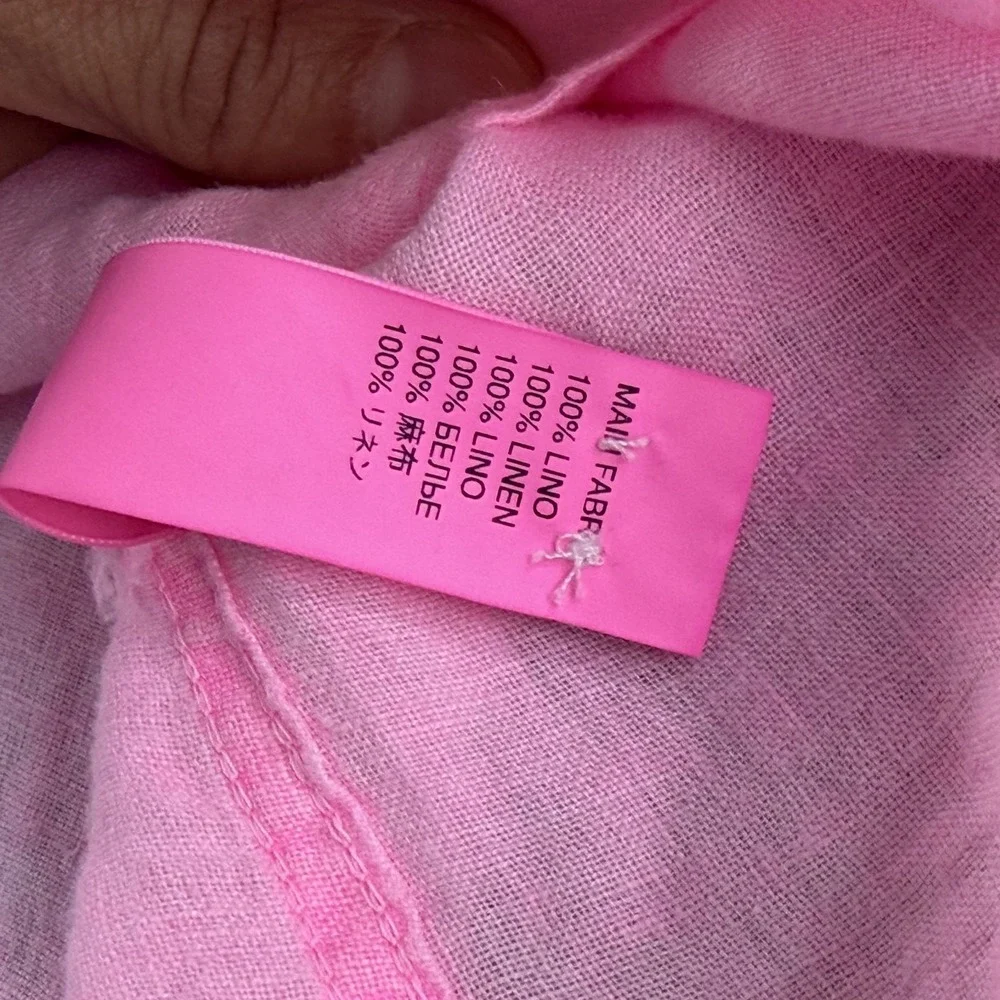 MC2 SAINT BARTH Pure 100% Linen Shirt in Pink Men Medium Resort Beach NWOT $200